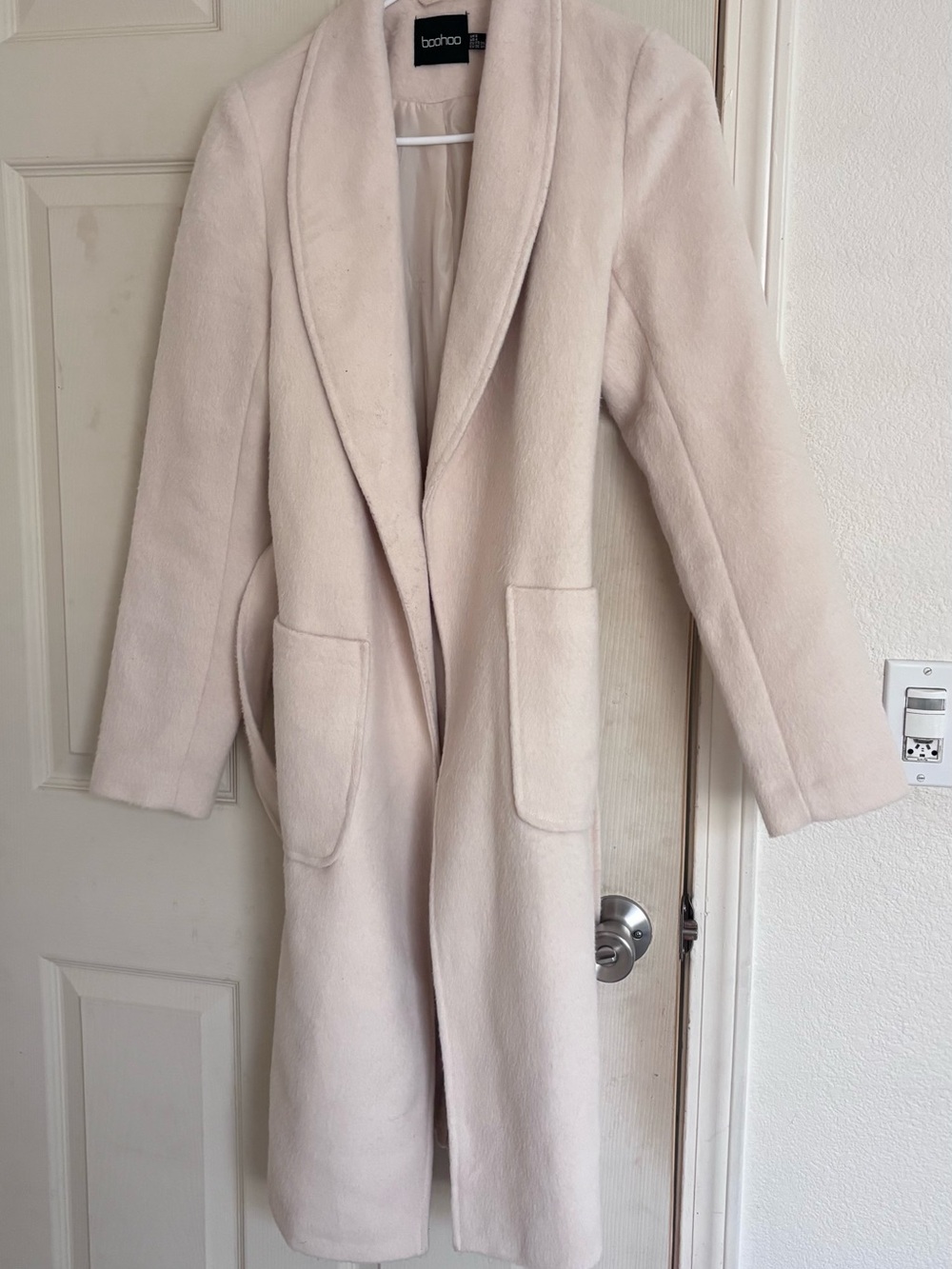 Boohoo Blush Longline Shawl Collar Trench Coat